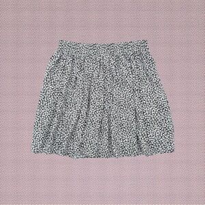 Vintage 90s Mervyns Partners B&W Abstract Floral Multicolor Dot Skater Skirt